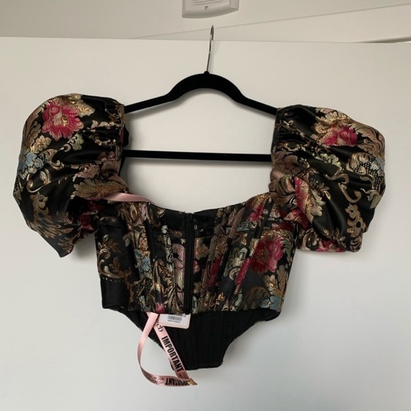 House of CB Isbabella brocade jacquard puff sleeve corset bustier - Picture 4 of 7